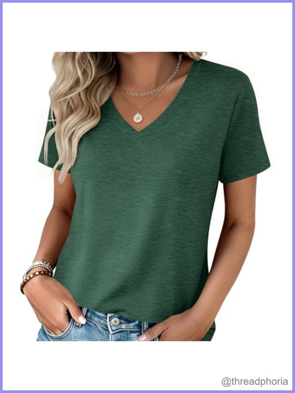 Women's V-Neck Short Sleeve T-Shirt Casual Summer Top